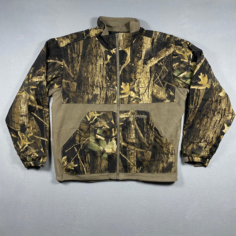 Vintage Columbia PHG Fleece Jacket Mens Large Camo Full Zip Omni-Heat‎ Hunting
